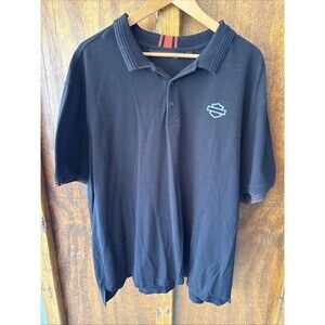 Harley Davidson Men's 3XL XXXL Black Slim Fit Short Sleeve Polo Shirt 99148-19VM